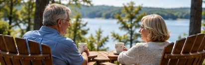 Two adults talking together outdoors